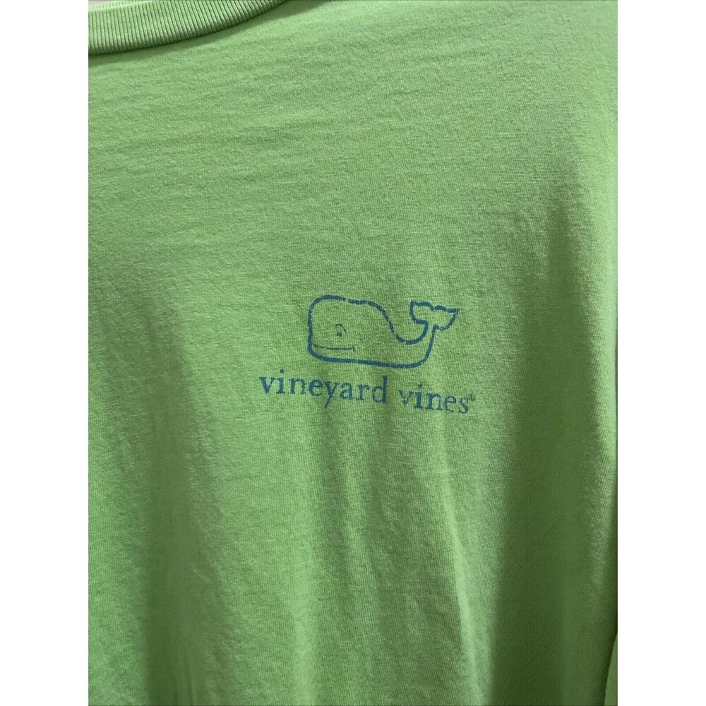 Vineyard Vines Men's Long Sleeve Shirt Lime Green Size Large Blue Whale - Picture 2 of 5